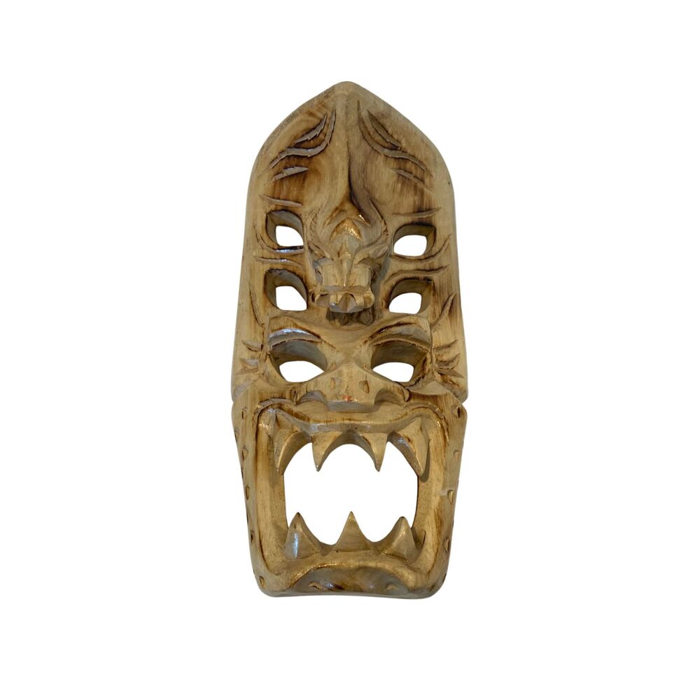 VTG Filipino Bakunawa Tribal Water Dragon Mask Wall Hanging 1960s Hand Carved
